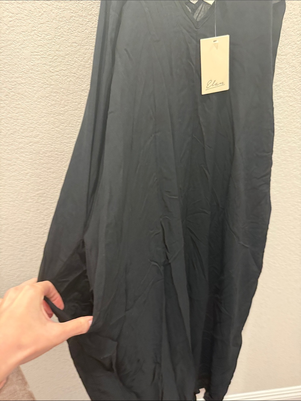 Elan Black V-Neck Slip Maxi Dress with Spaghetti Straps - Picture 5 of 7